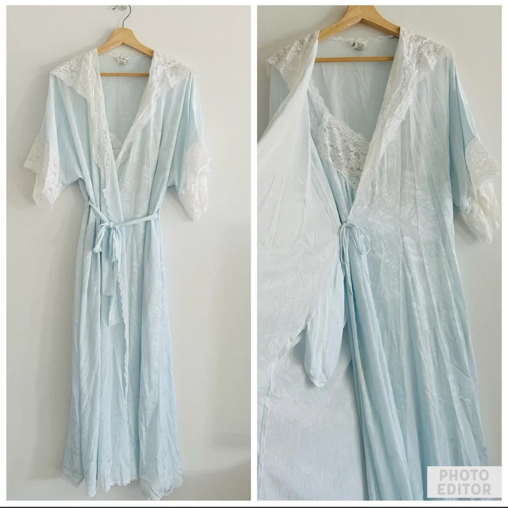 Dior Sky Blue Chemise with White Lace